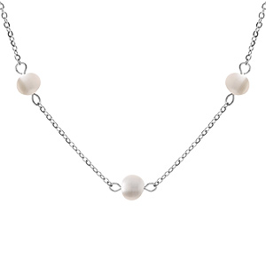 Collier en acier et perles de culture d'eau douce 42+4cm