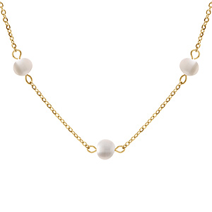 Collier en acier et PVD jaune et perles de culture d’eau douce 42+4cm