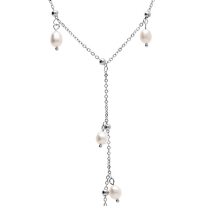 Collier en acier et perles de culture d'eau douce 40+4cm