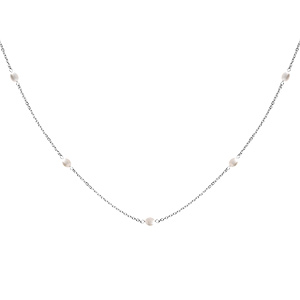 Sautoir acier perles de culture d'eau douce, 90cm