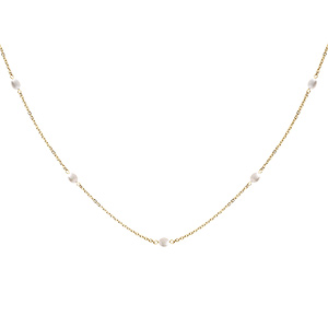 Sautoir acier et PVD jaune avec perles de culture d'eau douce, 90cm