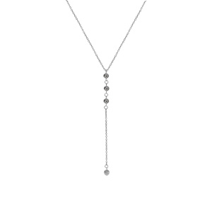Collier en acier forme Y avec oxydes blancs sertis clos 40+5cm