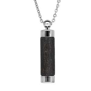 Collier avec Pendentif diffuseur de parfum tube de bois noir 50+5cm