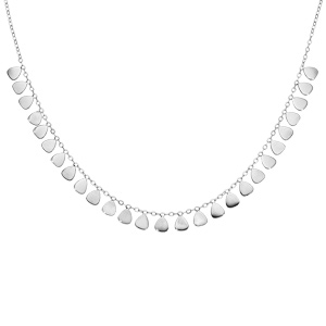Collier en acier chaîne avec pampilles multi gouttes plates 42+3cm