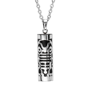 Collier en acier Pendentif Tiki amour en onyx véritable 50+5cm