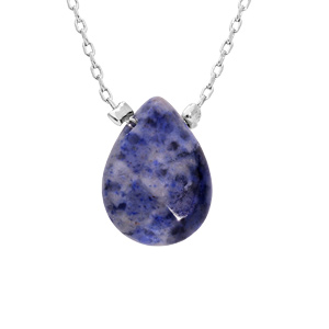 Collier en acier chaîne avec pierre naturelle Dumortiérite 42+3cm (sagesse & intuition)