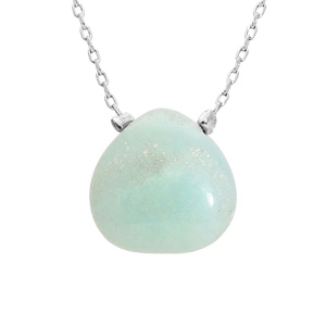 Collier en acier chaîne avec pierre naturelle Aventurine verte 42+3cm (confiance en soi & sérénité)