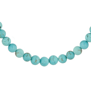 Collier en acier avec perles couleur turquoise 42+5cm