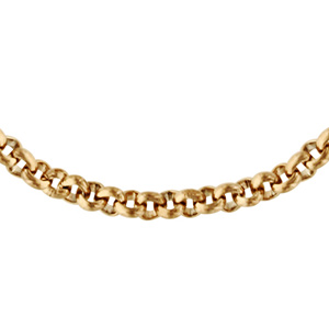 Chaîne en acier et PVD jaune maille jaseron largeur 2mm et longueur 80cm