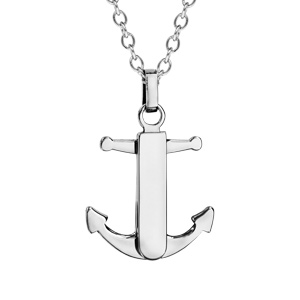Collier en acier chaîne avec pendentif ancre à graver au milieu – longueur 50cm + 5cm de rallonge