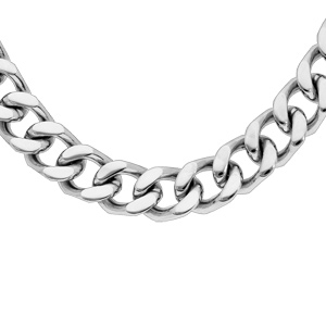 Collier en acier maille gourmette largeur 10mm longueur 55cm