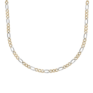 Chaîne en acier et PVD jaune maille alternée 1+3 largeur 5mm et longueur 55cm