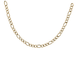 Collier en acier et PVD jaune maille alternée 1+3 – largeur 6mm longueur 55cm