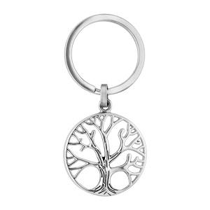 Porte clef en acier arbre de vie