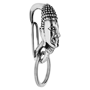 Porte clef en acier avec tête de Bouddha