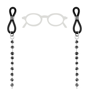 Chaîne de lunette avec perles facetées noires 69cm