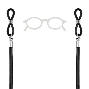 Chaîne de lunette en cuir noir simple 74cm
