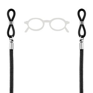 Chaîne de lunette en cuir noir simple 74cm