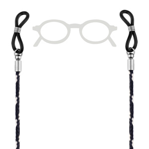 Chaîne de lunette corde marine bleu et blanc 74cm