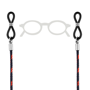 Chaîne de lunette en corde marine bleu et rouge 74cm