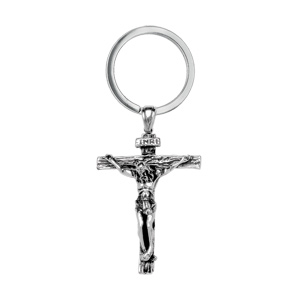 Porte clef en acier Christ sur la croix