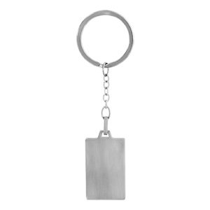 Porte-clef en acier satiné avec plaque G.I. rectangulaire à graver - dimensions 20mm X 32mm