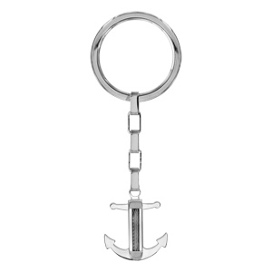 Porte-clef en acier ancre de marine avec câble gris