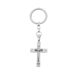 Porte clef en acier croix avec striure