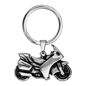 Porte clef en acier moto de course