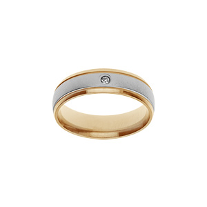 Bague en acier et PVD jaune avec 1 oxyde largeur 6mm