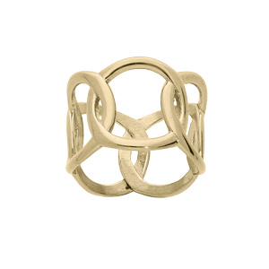Bague en acier et PVD jaune multi cercles entrelacés