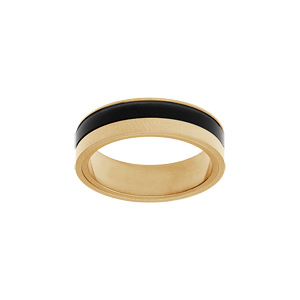 Bague en acier et PVD noir et jaune bicolore largeur 6mm