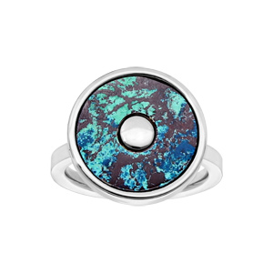 Bague en acier ronde avec pierre Chrysocolle