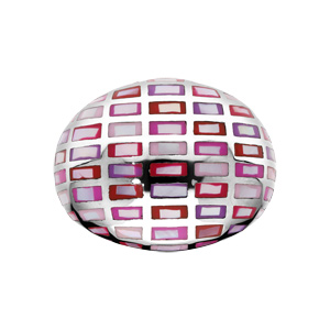 Bague Stella Mia en acier et nacre motifs géométriques roses