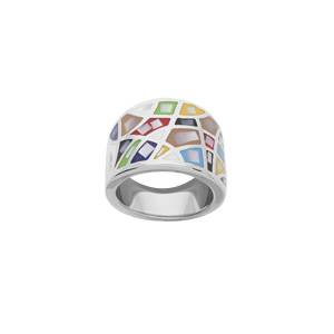 Bague Stella Mia en acier multi couleur et Nacre