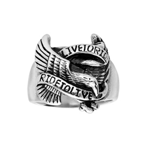 Chevalière en acier aigle biker
