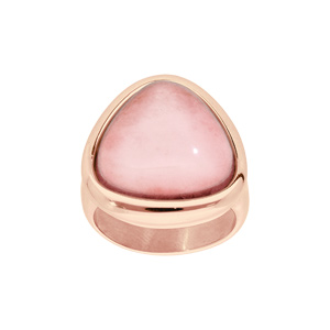 Bague en acier et PVD rose avec pierre naturelle Quartz rose