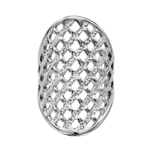 Bague en acier dessus large avec quadrillage granité