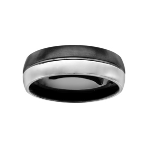 Alliance double anneaux : 1 en acier lisse et satiné et 1 en PVD noir
