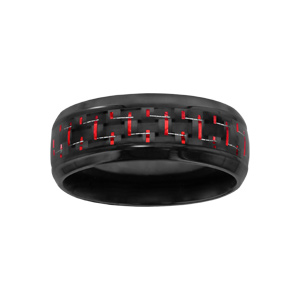 Alliance en acier et PVD noir avec carbone reflet rouge