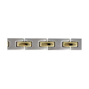 Bracelet en acier alternance de maillons gris en forme de H et barrettes en PVD jaune – longueur 21cm réglable