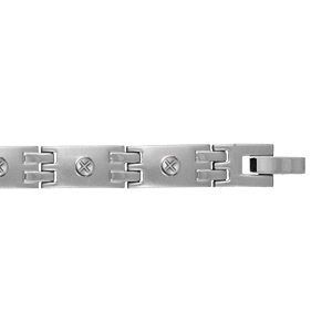 Bracelet en acier maillons satinés ornés de vis brillantes – longueur 21cm réglable