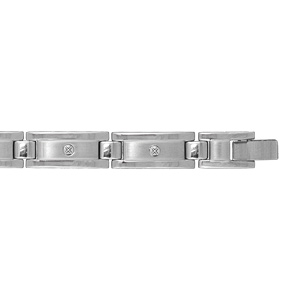 Bracelet en acier maillons satinés avec bande ornée de vis brillantes – longueur 21cm réglable