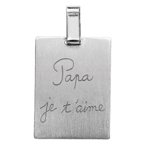 Pendentif en acier satiné plaque G.I. rectangulaire gravée « Papa je t’aime » – dimensions 19mm X 26mm