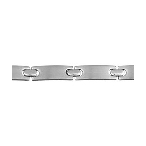 Bracelet en acier alternance de maillons lisses et de petites barrettes lisses arrondies – longueur 19cm