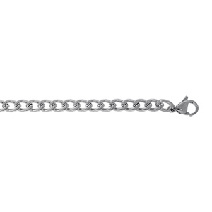 Chaîne gourmette 4,5mm en acier satiné  - 55cm
