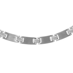 Collier en acier maillons lisses - longueur 49cm + 4cm réglable par double fermoir