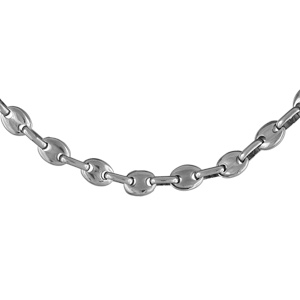 Chaîne en acier maille grains café - largeur 6mm longueur 55cm