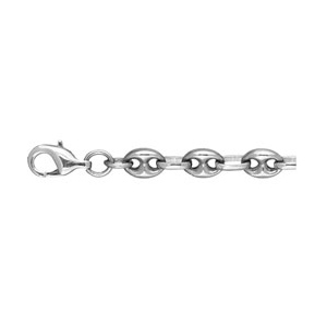 Bracelet en acier chaîne maille grains de café largeur 6mm et longueur 21cm
