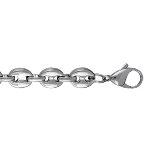 Bracelet en acier chaîne maille grains de café largeur 9mm et longueur 22cm